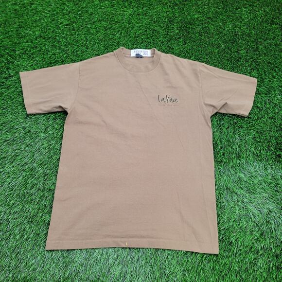 Vintage La-Vida Cross Heart Shirt Medium 20x27 Brown - Picture 2 of 16